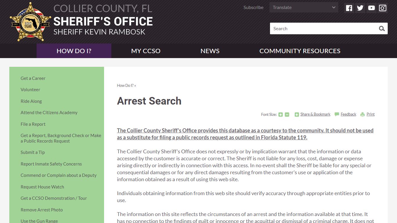 Arrest Search | Collier County, FL Sheriff